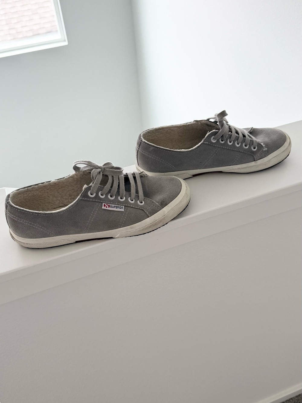 SUPERGA 2750 Shearling Sneakers in Gray Suede Women’s Size 39.5 - Picture 3 of 13